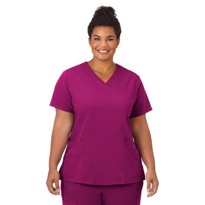 Plus Size Women's Jockey Scrubs Women's Favorite V-Neck Top by Jockey Encompass Scrubs in Plum Berry (Size XL(18-20))