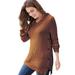 Plus Size Women's Side Button V-Neck Waffle Knit Sweater by Woman Within in Antique Copper (Size 14/16) Pullover