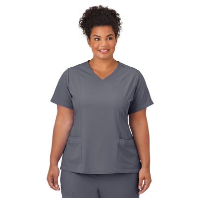 Plus Size Women's Jockey Scrubs Women's Mock Wrap Top by Jockey Encompass Scrubs in Pewter (Size 3X(24W-26W))