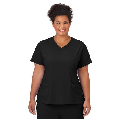 Plus Size Women's Jockey Scrubs Women's Mock Wrap Top by Jockey Encompass Scrubs in Black (Size XL(18-20))