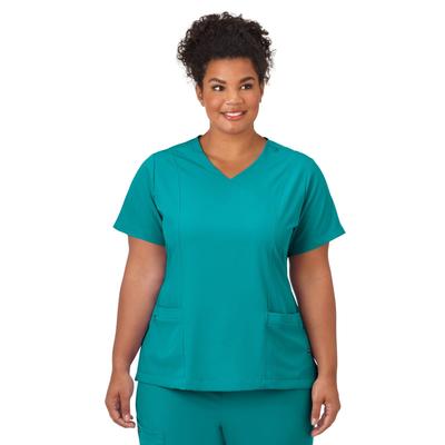 Plus Size Women's Jockey Scrubs Women's Mock Wrap Top by Jockey Encompass Scrubs in Teal (Size 2X(20W-22W))