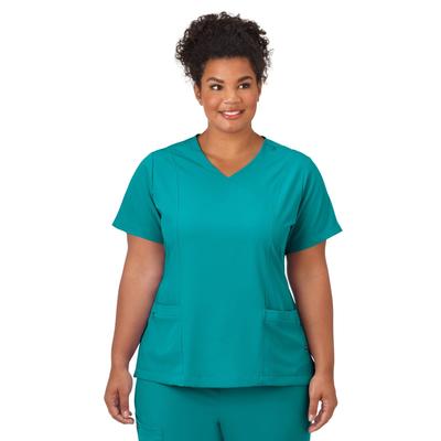 Plus Size Women's Jockey Scrubs Women's Mock Wrap Top by Jockey Encompass Scrubs in Teal (Size XL(18-20))