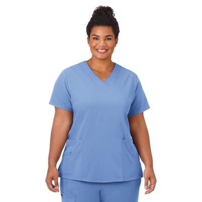Plus Size Women's Jockey Scrubs Women's Favorite V-Neck Top by Jockey Encompass Scrubs in Blue (Size L(14-16))