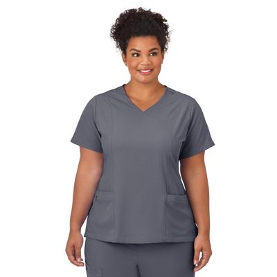 Plus Size Women's Jockey Scrubs Women's Mock Wrap Top by Jockey Encompass Scrubs in Pewter (Size XL(18-20))