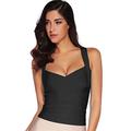 Shownice Ladies Strap Camisole T Shirts (Short)- Rayon Bandage Tops Vest (X-Small, Black)