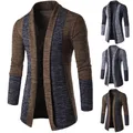 Veste Slim Fit à manches longues pour hommes pull rétro cardigan pour hommes coutures des abonnés