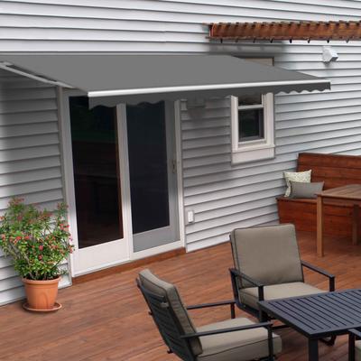 ALEKO Caribbean Manual Retractable Patio Awning - White Frame - Charcoal Gray - 10 x 8 Feet