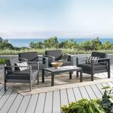 Cape Coral Outdoor Aluminum 5-piece Chat Set with Cushions by Christopher Knight Home