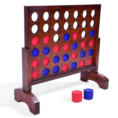 GoSports Giant Dark Wood Stain 4 in a Row Backyard Game – 2 Foot Width – With Connect Coins, Portable Case and Rules