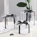 Boîte à Gâteaux Transparente Carrée Emballage de Pâtisserie Cadeau Surprise d'Anniversaire Jouet