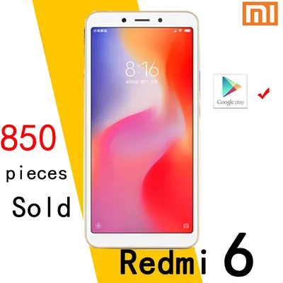 XIAOMI – Smartphone Redmi 6 Android avec Googleplay Téléphone Portable, 4 Go, 64 Go, Déverrouillage
