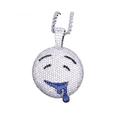 KMASAL Jewelry Hip Hop Cartoon Pendant Necklace Micro-Pave Simulated Diamond Iced Out Bling 18K Gold Plated Cute Creative Punk Necklace for Men Women (Silver-Drool)