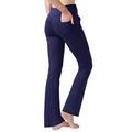Haining Women's High Waisted Boot Cut Yoga Pants 4 Pockets Workout Pants Tummy Control Women Bootleg Work Pants Dress Pants, Dark Blue, Large