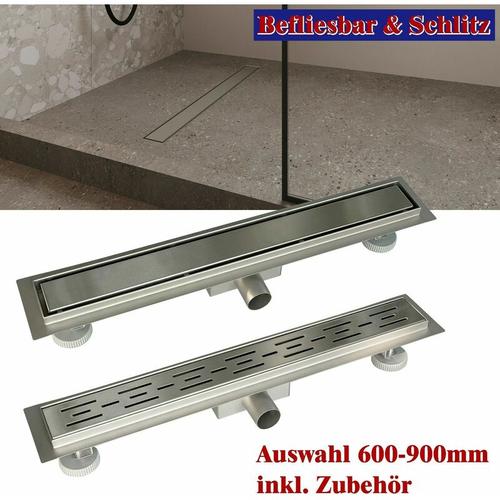 70cm Befliesbar Edelstahl Duschrinne Bodenablauf Abflussrinne mit Siphon befliesbar