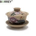 Service à thé en céramique poterie BORREY Gaiwan chinois Kung Fu | tasse à thé en céramique avec