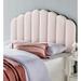 Burney Scalloped Pink Velvet Upholstered Full/Queen Size Headboard