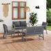 vidaXL 5 Piece Garden Lounge Set with Cushion Solid Acacia Wood Gray - 39.4" x 19.7" x 13"