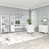 Gracie Oaks Magomed 4 Piece L-Shape Computer Desk Office Set w/ Hutch Wood in White | Wayfair 710A08314BED4BE09338385DCEE892B1