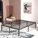 Alwyn Home Ottery Heavy Duty 18 Inch Metal Bed Frame, No Box Spring Needed, Slots for Headboard Attachment, No Noise Metal in Black | Wayfair