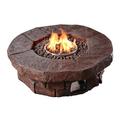 Red Barrel Studio® Kimily Teamson Home 37.01" Faux Stone Round Outdoor Propane Gas Fire Pit Concrete in Brown/Gray/Red | Wayfair