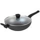 Russell Hobbs RH01709EU Pearlised Forged Aluminium Wok with Tempered Glass Lid, 28cm, Non-Stick Coating, Suitable for All Hob Types Including Induction, Matte Grey