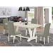 East West Furniture Dining Set- a Kitchen Table and Dark Shitake Linen Fabric Chairs, Linen White(Pieces Options)