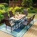 Sophia & William Outdoor Patio 7-Piece Dining Set, 1 Table with an Umbrella Hole and 6 PE Rattan Chairs