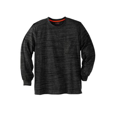 Men's Big & Tall Heavyweight Crewneck Long-Sleeve Pocket T-Shirt by Boulder Creek in Black Marl (Size 8XL)