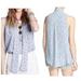 Free People Tops | Free People Blue Floral Neck Bow Tie Blouse Top | Color: Blue | Size: Xs