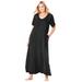 Plus Size Women's Long T-Shirt Lounger by Dreams & Co. in Black (Size L)