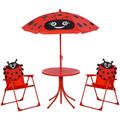 Set Tavolo da Giardino per Bambini con 2 Sedie Pieghevoli e Ombrellone - Outsunny