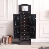 Large Jewelry Armoire with Mirror, 8 Drawers & 16 Necklace Hooks, 2 Side Swing Doors