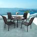 Sophia & William Outdoor Patio 5-Piece Dining Set, 1 Round Dining Table with Umbrella Hole and 4PE Rattan Chairs