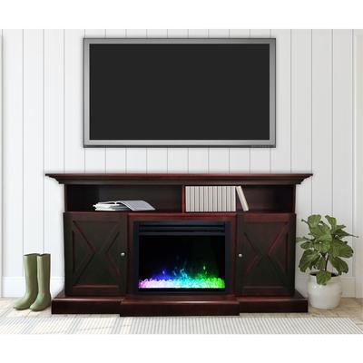 Cambridge 62-in. Summit Farmhouse Style Electric Fireplace Mantel with Deep Crystal Insert, Mahogany