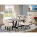 East West Furniture Dining Set- a Kitchen Table and Light Beige Linen Fabric Parson Chairs, Black(Pieces Options)