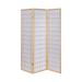 3 Panel Foldable Wooden Frame Room Divider with Grid Design, Brown