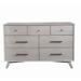 7 Drawer Mid Century Modern Wooden Dresser with Splayed Legs, Gray