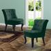 Side Chair - Etta Avenue™ Grenier Traditional Velvet Upholstered Wingback Side Chair w/ Button-Tufted Polyester in Green/Brown | Wayfair