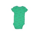 Carter's Short Sleeve Onesie: Green Print Bottoms - Size Newborn