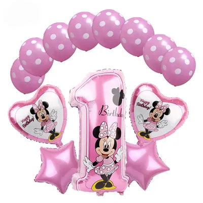 Ballon de Décoration de Premier Anniversaire en Minnie Mouse pour Fille Balles de Décor de Fête