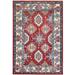 Shahbanu Rugs Red Caucasian Design Special Kazak Hand Knotted Natural Wool Oriental Rug (4'0" x 5'9") - 4'0" x 5'9"