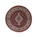 Shahbanu Rugs Round Wool And Silk Hand Knotted Tabriz Mahi Fish Medallion Design Red Oriental Rug (4'0" x 4'0") - 4'0" x 4'0"