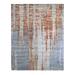 Shahbanu Rugs Red Hi-Low Pile Abstract Design Denser Weave Wool and Silk Hand Knotted Oriental Rug (8'1" x 10'1") - 8'1" x 10'1"