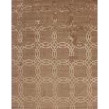 Brown 120 x 96 x 0.25 in Area Rug - Samad Rugs Modern Tibet 3 Geometric Hand-Knotted Toffee Area Rug Silk/Wool | 120 H x 96 W x 0.25 D in | Wayfair