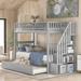 Polebridge Twin over Twin Standard Bunk Bed w/ Bookcase & Trundle & Shelves by Isabelle & Max™ in Gray | 66.9 H x 40 W x 90.5 D in | Wayfair