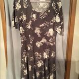 Lularoe Dresses | Lularoe Dress (Nicole) 2xl Gray With Cream Flowers | Color: Gray/White | Size: 2x