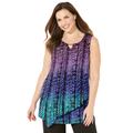 Plus Size Women's Monterey Mesh Tank by Catherines in Purple Textured Stripe Ombre (Size 0X)