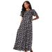 Plus Size Women's Long Floral Print Cotton Gown by Dreams & Co. in Black Bouquet (Size 3X) Pajamas