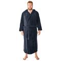 Men's Big & Tall Terry Velour Hooded Maxi Robe by KingSize in Black (Size 6XL/7XL)
