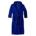 Men's Big & Tall Terry Velour Hooded Maxi Robe by KingSize in Midnight Navy (Size 6XL/7XL)